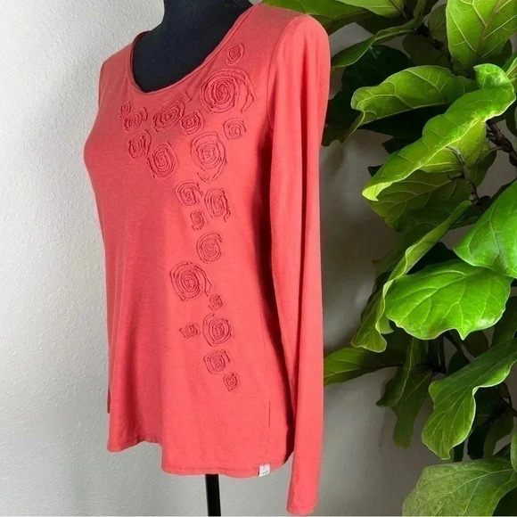 Horney Toad Women’s Burnt Orange Rose Long Sleeve T-shirt Long Sleeve Size Small - Picture 2 of 10